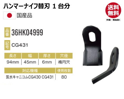 ハンマーナイフ 替え刃　築水キャニコム CG430 CG431