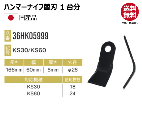 ハンマーナイフ 替え刃　クサカルゴン KS30 KS60