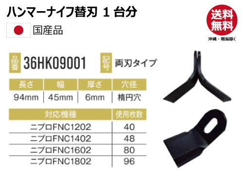 ハンマーナイフ 替え刃　ニプロ FNC1202 FNC1402 FNC1602 FNC1802