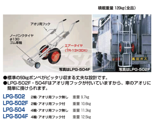 HARAX ハラックス タフボーイ　LPガスボンベ 運搬台車 lpg-502 lpg-502f lpg-504 lpg-504f