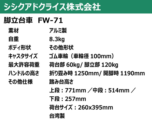 sisiku シシク 脚立台車 fw-71 生産中止