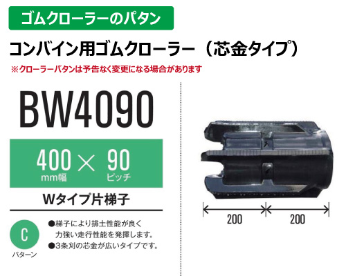 東日興産 ゴムクローラー コンバイン bw4090